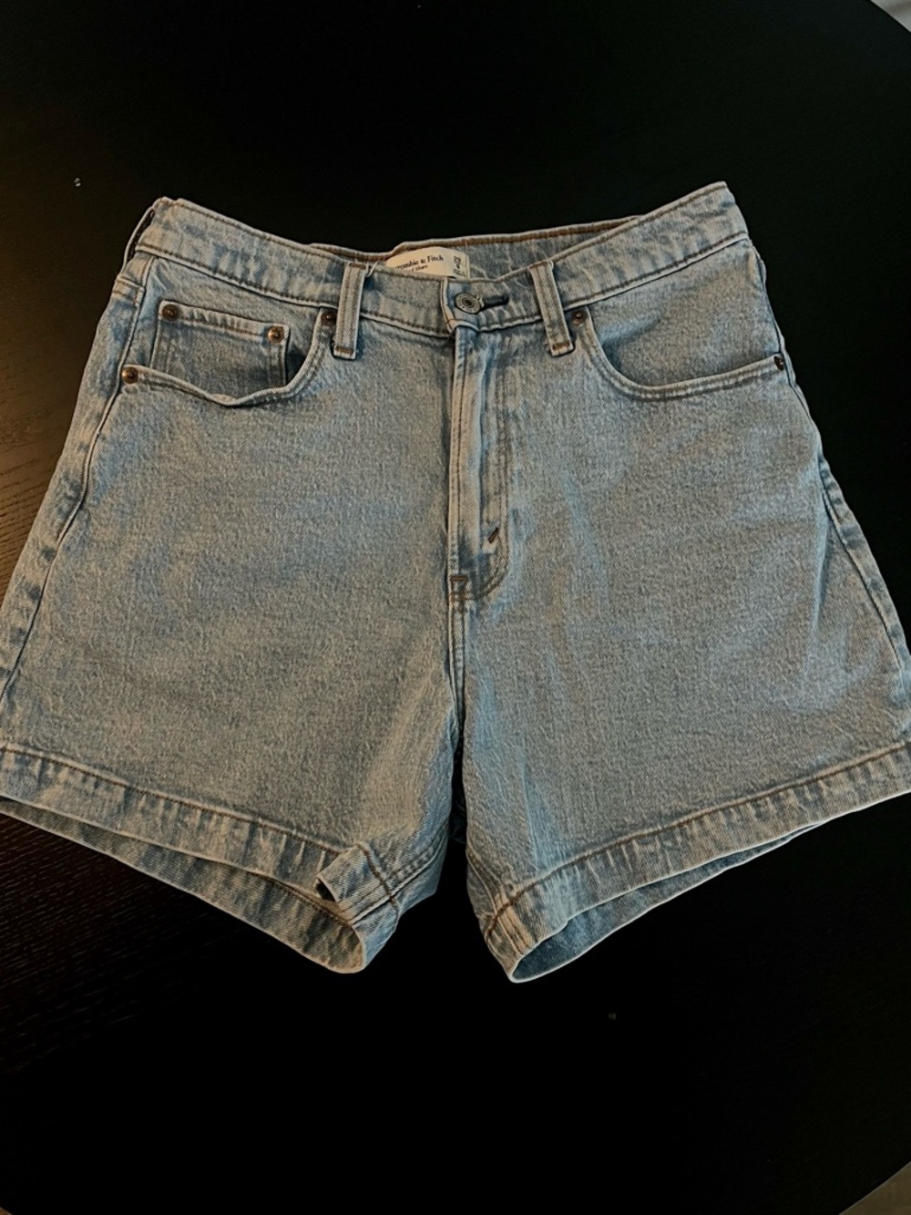 Abercrombie & Fitch Light Blue High-Rise Denim Shorts